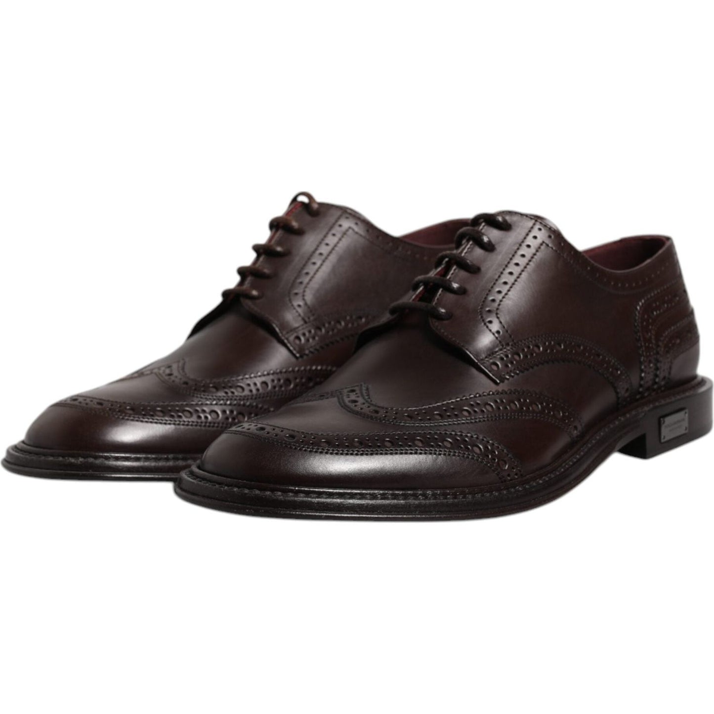 Dolce & Gabbana Brown Leather Derby Wingtip Lace Up Formal Dress Shoes MV6655-39
