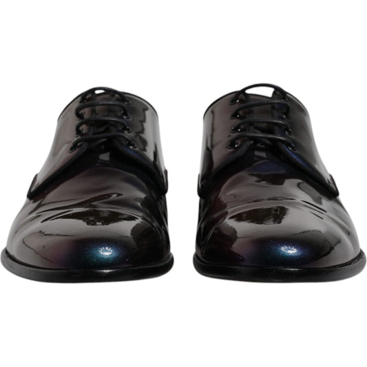 Dolce & Gabbana Multicolor Peacock Patent Leather Derby Men Dress Shoes MV6735-44