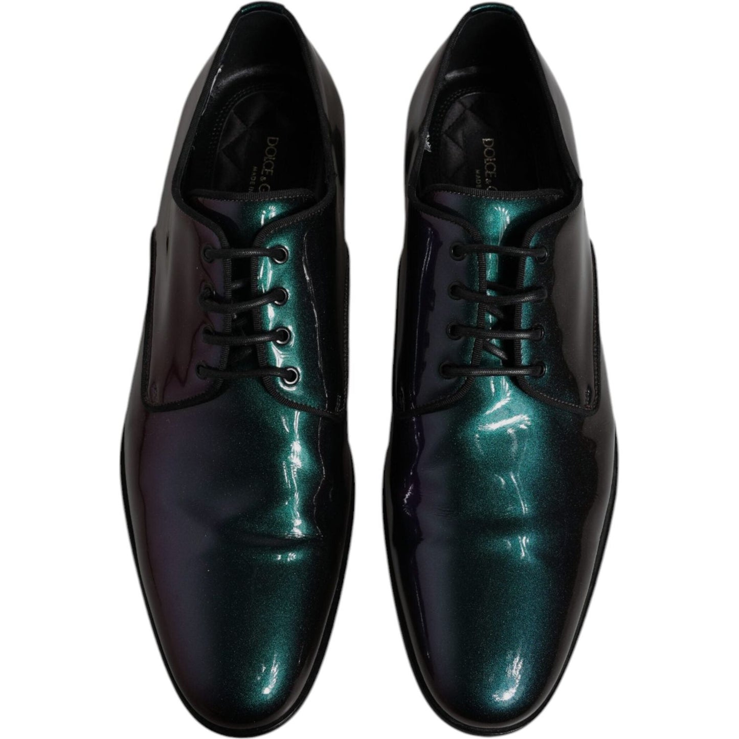 Dolce & Gabbana Multicolor Peacock Patent Leather Derby Men Dress Shoes MV6735-44