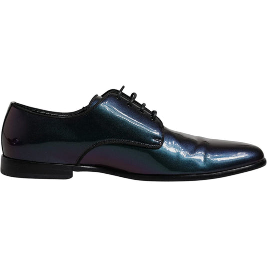 Dolce & Gabbana Multicolor Peacock Patent Leather Derby Men Dress Shoes MV6735-44