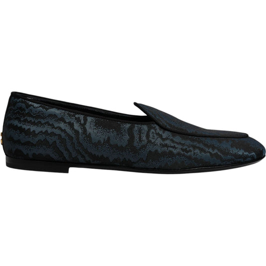 Dolce & Gabbana Blue Black Flats Men Loafers Dress Shoes MV6746-43