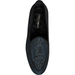 Dolce & Gabbana Blue Black Flats Men Loafers Dress Shoes MV6746-43