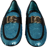 Dolce & Gabbana Blue Sequined Loafers Formal Dress Shoes MV6757-39