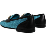 Dolce & Gabbana Blue Sequined Loafers Formal Dress Shoes MV6757-39