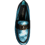 Dolce & Gabbana Blue Sequined Loafers Formal Dress Shoes MV6757-39