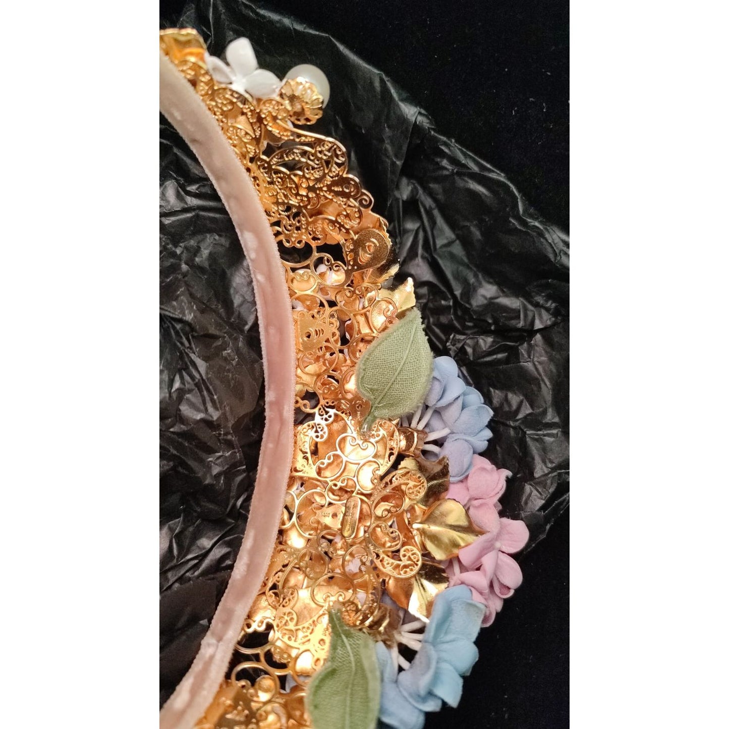 Dolce & Gabbana Gold Crystal Purple Hortensia Headband Crown Diadem