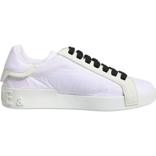 Dolce & Gabbana White Nylon Leather Low Top Sneakers Shoes MV6654-39