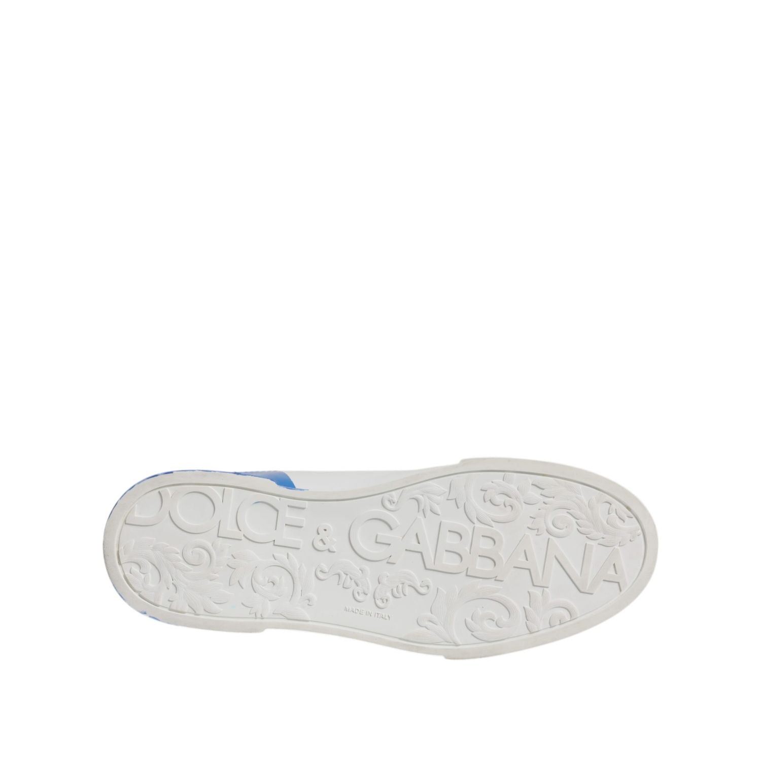 Dolce & Gabbana White Blue Portofino Leather Sneakers Shoes
