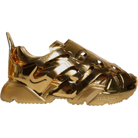 Dolce & Gabbana Gold Daymaster Leather Low Top Sneakers Shoes MV6709-45