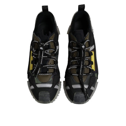 Dolce & Gabbana Black Green Camo NS1 Low Top Sneakers Shoes