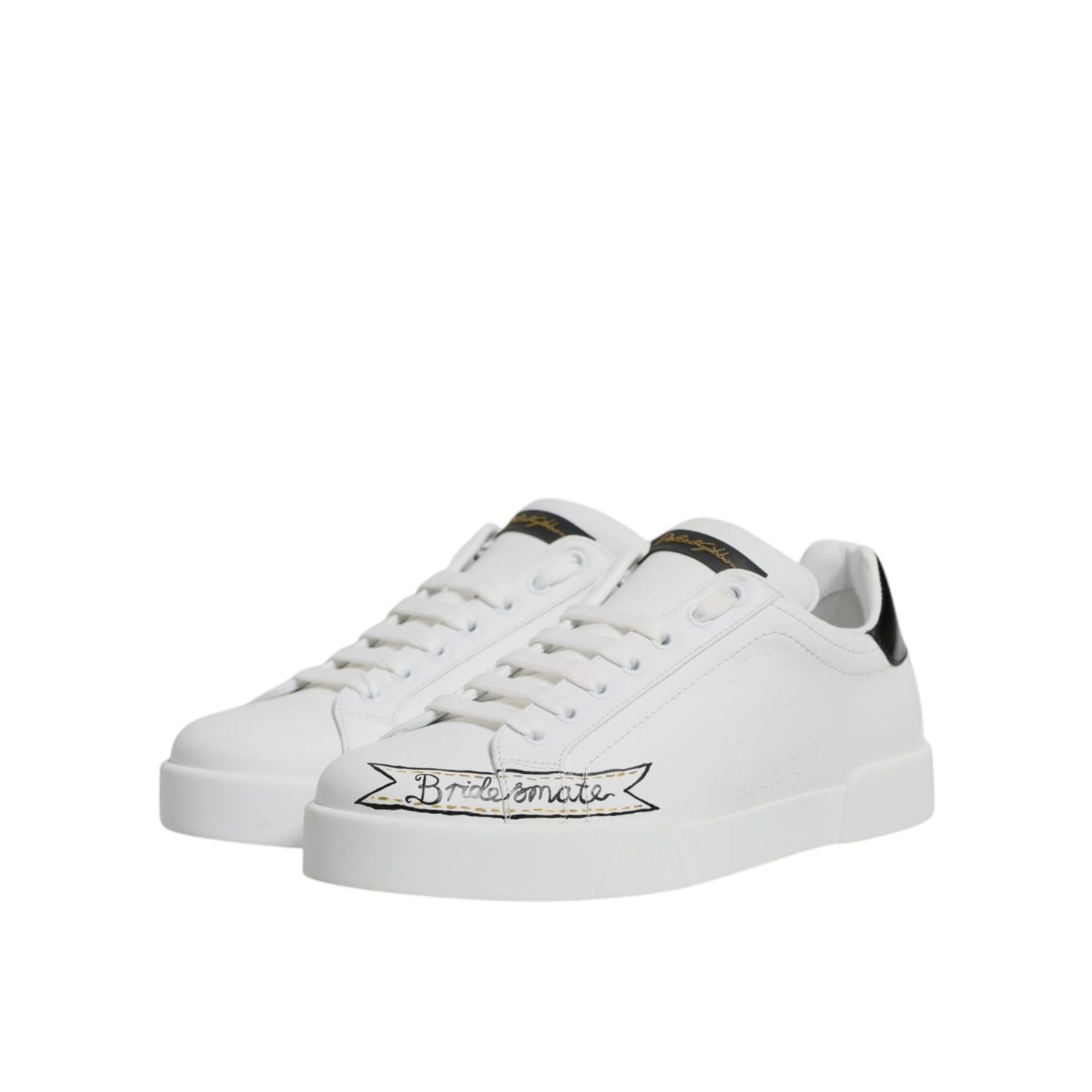 Dolce & Gabbana White Leather Low Top Lace Up Sneakers Shoes