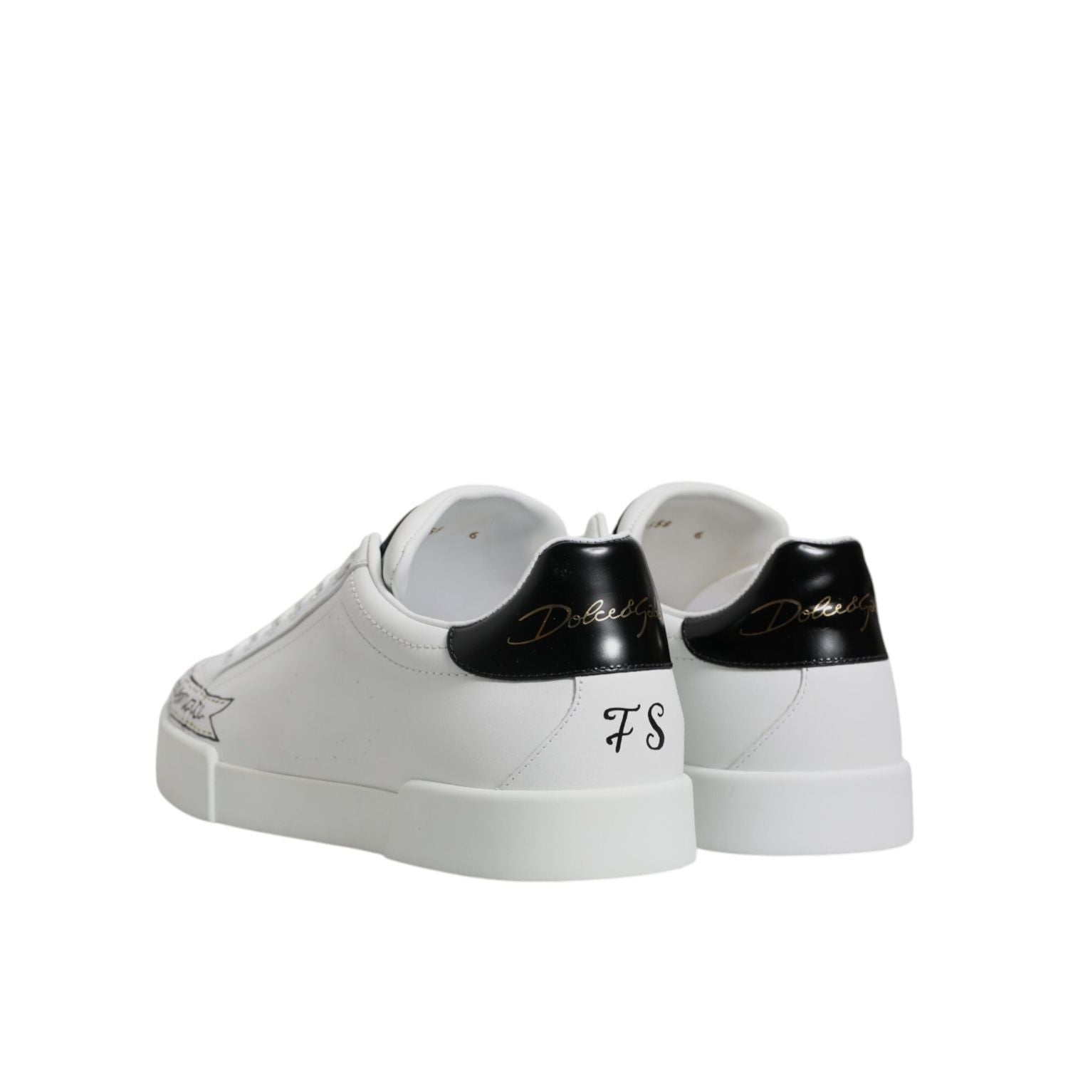 Dolce & Gabbana White Leather Low Top Lace Up Sneakers Shoes