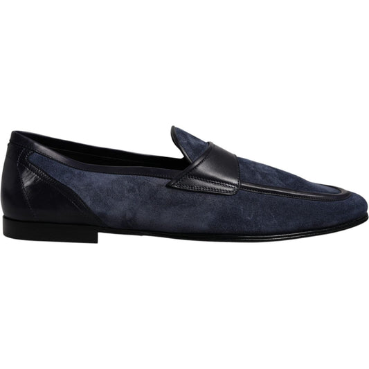 Dolce & Gabbana Blue Suede Leather Shoes Loafer Moccasin Shoes MV6747-43
