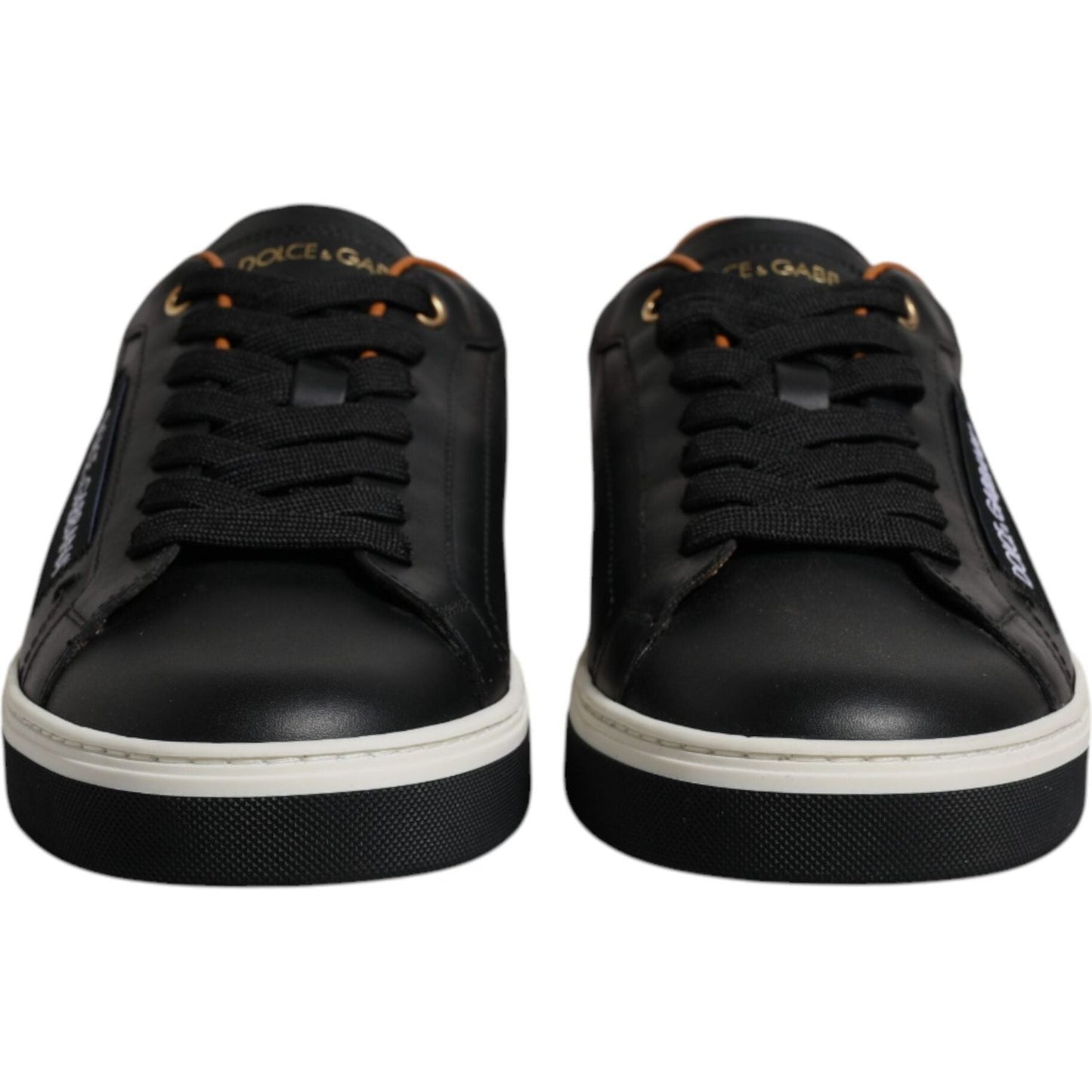Dolce & Gabbana Black Leather Low Top Men Sneakers Shoes MV6775-39