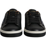 Dolce & Gabbana Black Leather Low Top Men Sneakers Shoes MV6775-39