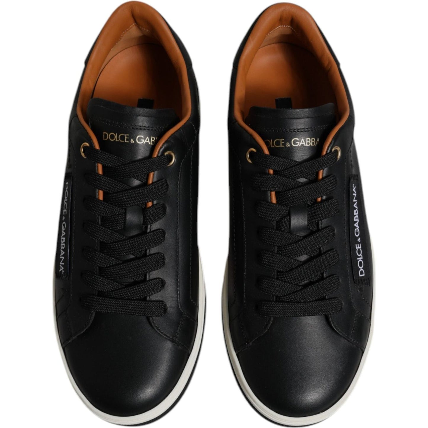 Dolce & Gabbana Black Leather Low Top Men Sneakers Shoes MV6775-39