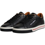 Dolce & Gabbana Black Leather Low Top Men Sneakers Shoes MV6775-39