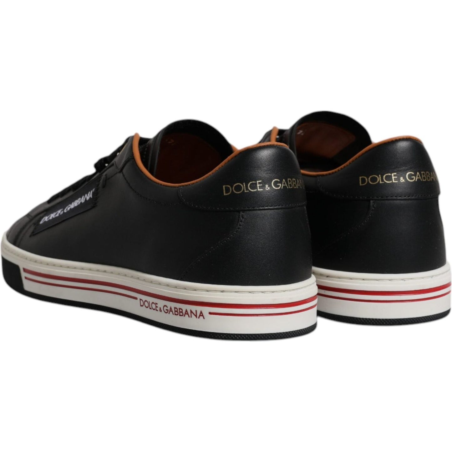 Dolce & Gabbana Black Leather Low Top Men Sneakers Shoes MV6775-39