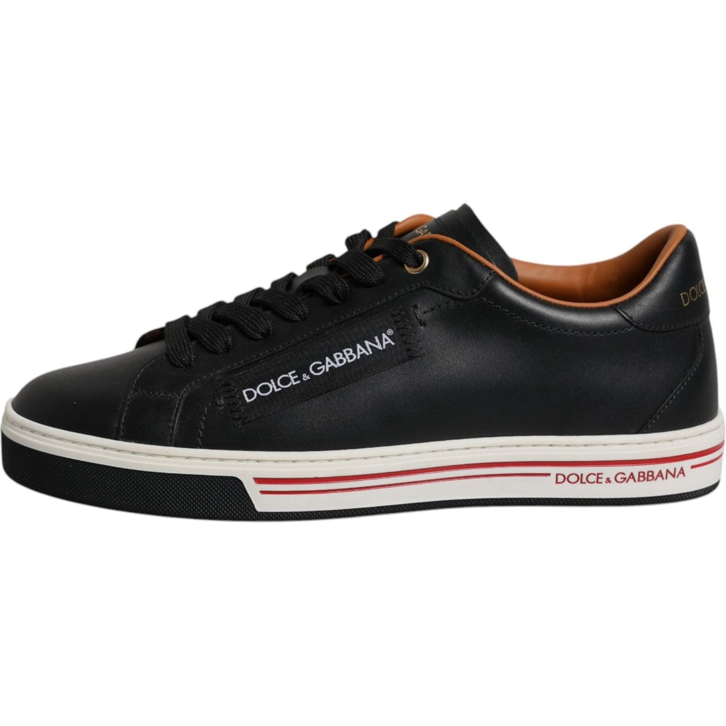 Dolce & Gabbana Black Leather Low Top Men Sneakers Shoes MV6775-39