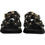 Dolce & Gabbana Black Leather Studded Slides Sandals Shoes MV6803#2-39