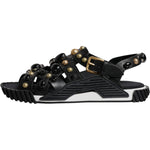 Dolce & Gabbana Black Leather Studded Slides Sandals Shoes MV6803#2-39