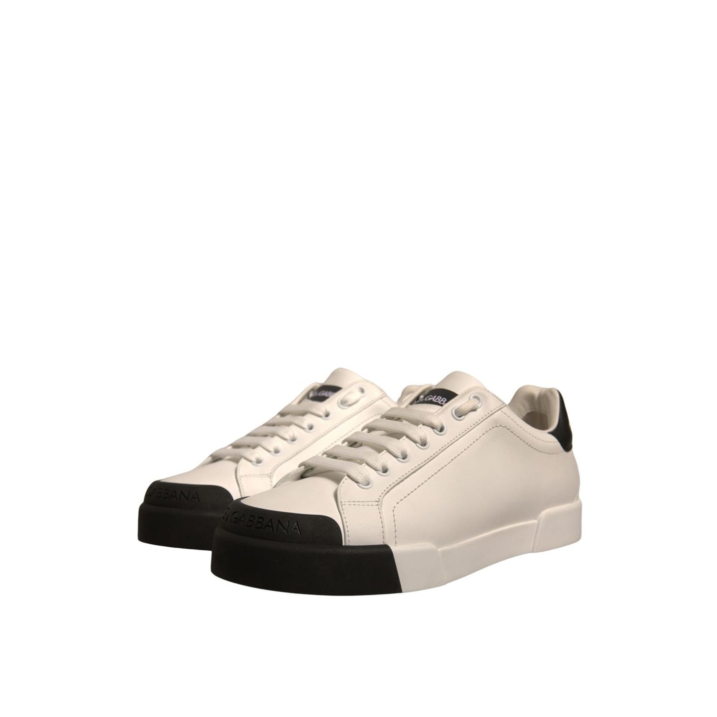 Dolce & Gabbana White Leather Logo Portofino Sneakers Shoes