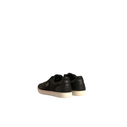 Dolce & Gabbana Black Logo Suede Leather Men Sneakers Shoes