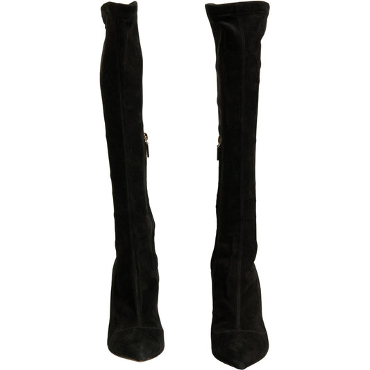 Dolce & Gabbana Black Suede Stiletto Knee High Boots Shoes LA12346-39