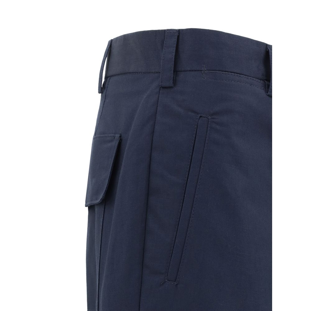 Germano Blue Cotton Casual Pants