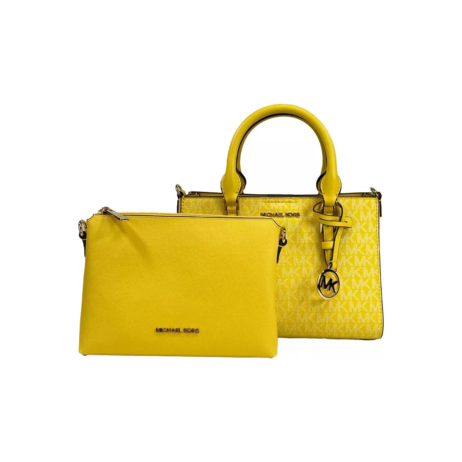 Front view with bag zipped and handles upright.