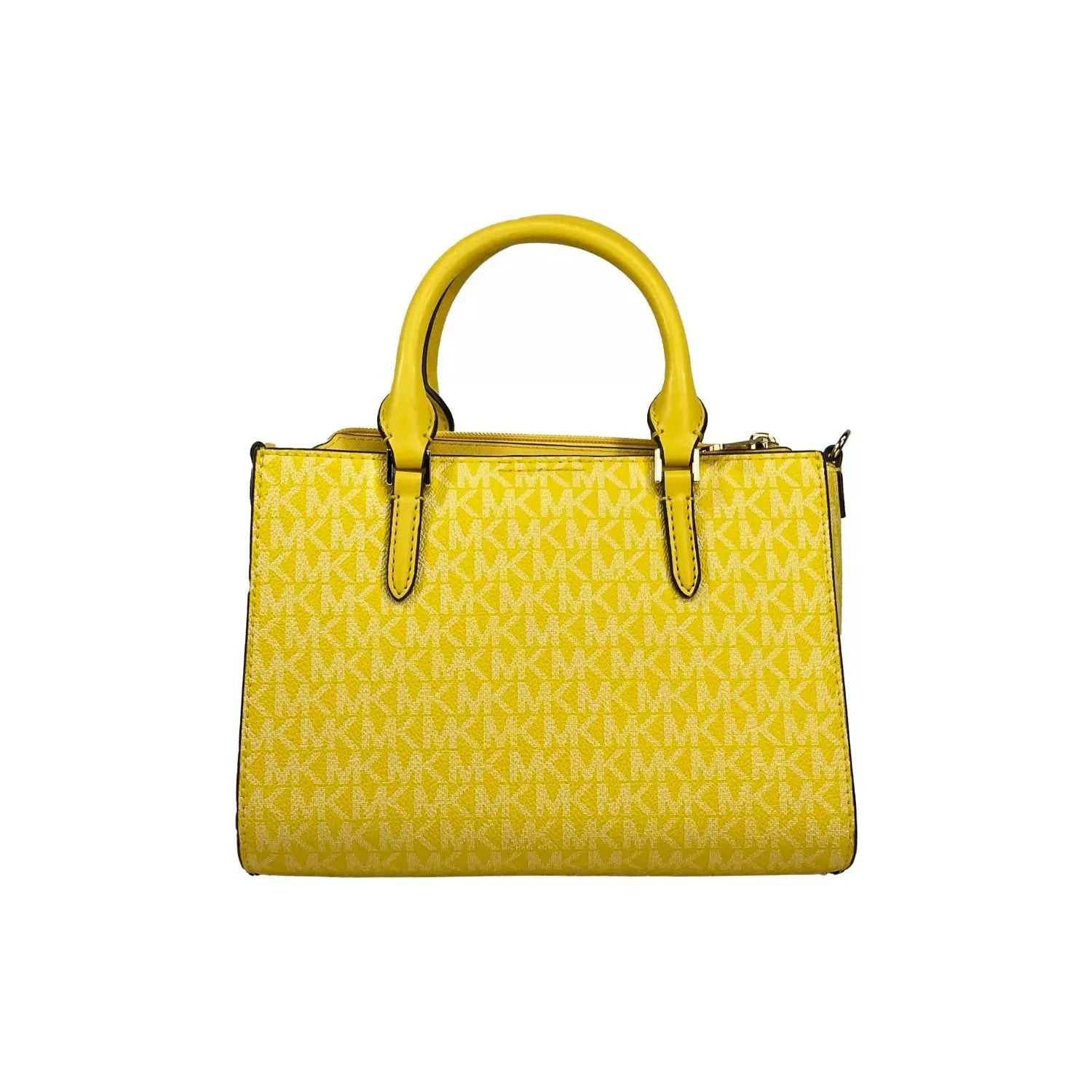 Front view with bag zipped and handles upright.