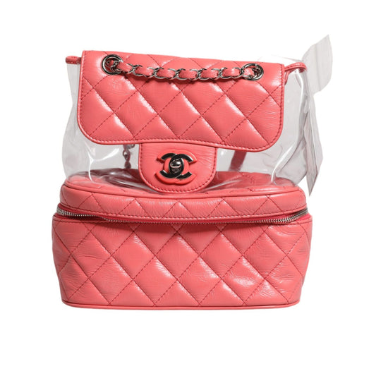 Chanel Pink Vinyl Leather Backpack Purse Bag