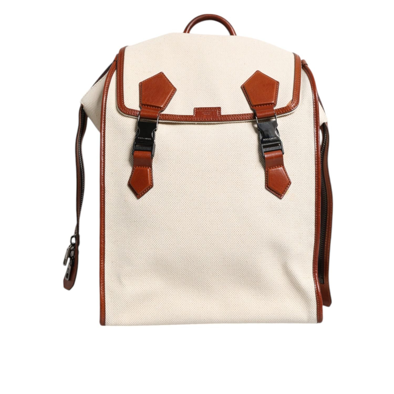 Dolce & Gabbana Beige Brown Canvas Leather EDGE Travel Men Back Pack Bag