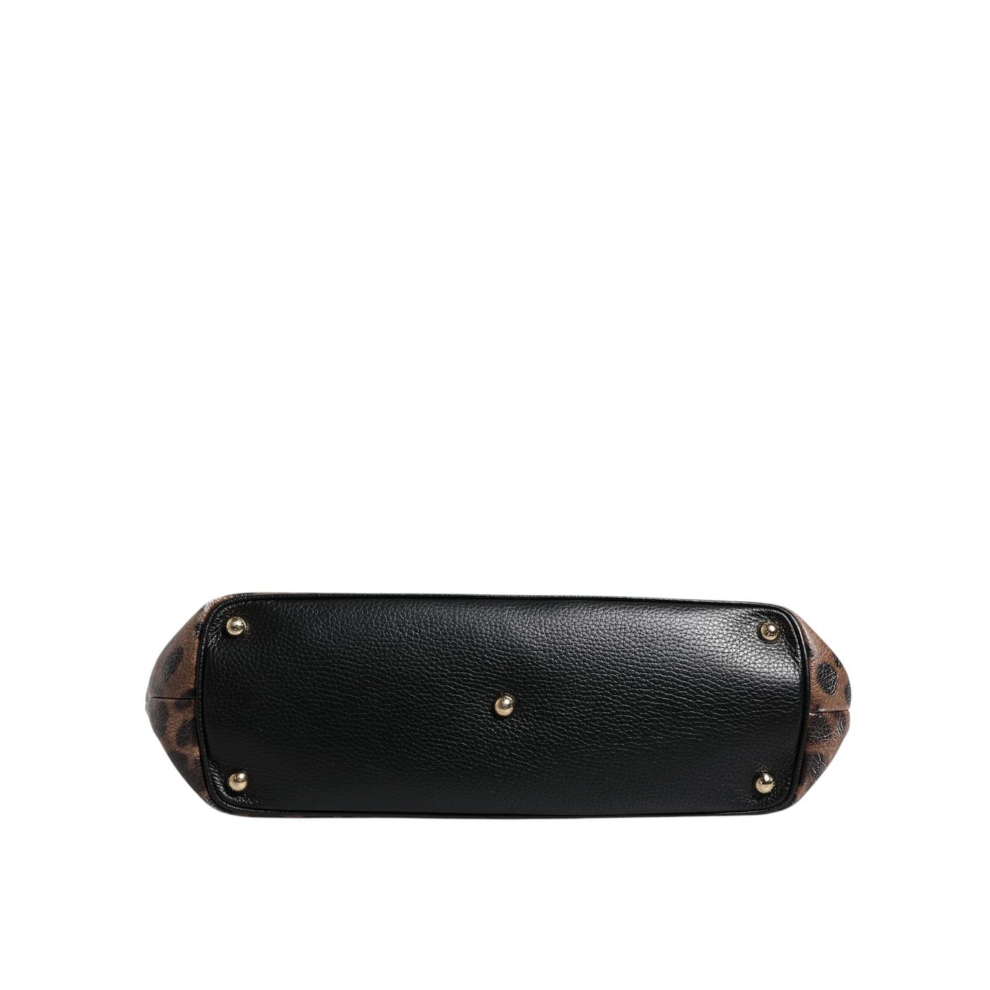 Dolce & Gabbana Brown Black Calfskin Leopard Print Shoulder Tote Bag