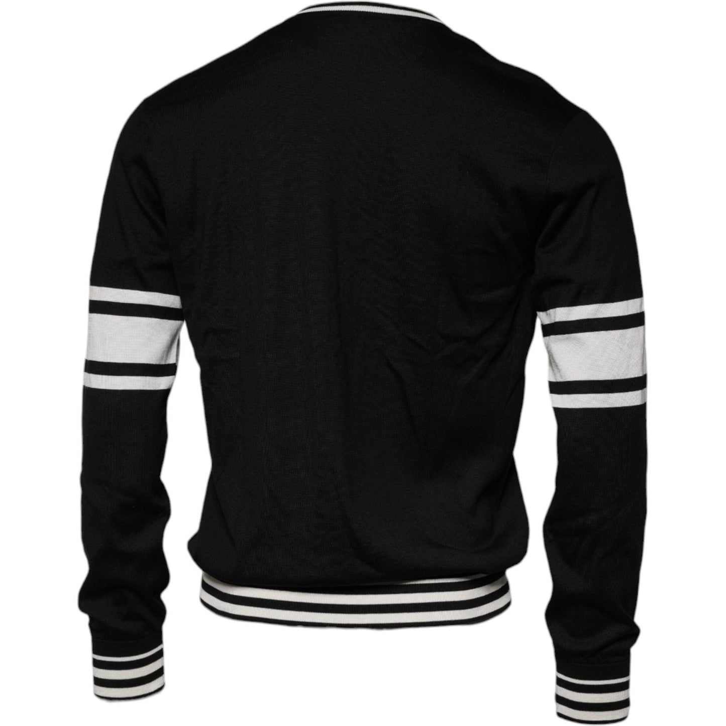 Dolce & Gabbana Black White Guitar Silk Crew Neck Sweater TSH87724-48