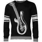 Dolce & Gabbana Black White Guitar Silk Crew Neck Sweater TSH87724-48