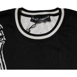 Dolce & Gabbana Black White Guitar Silk Crew Neck Sweater TSH87724-48