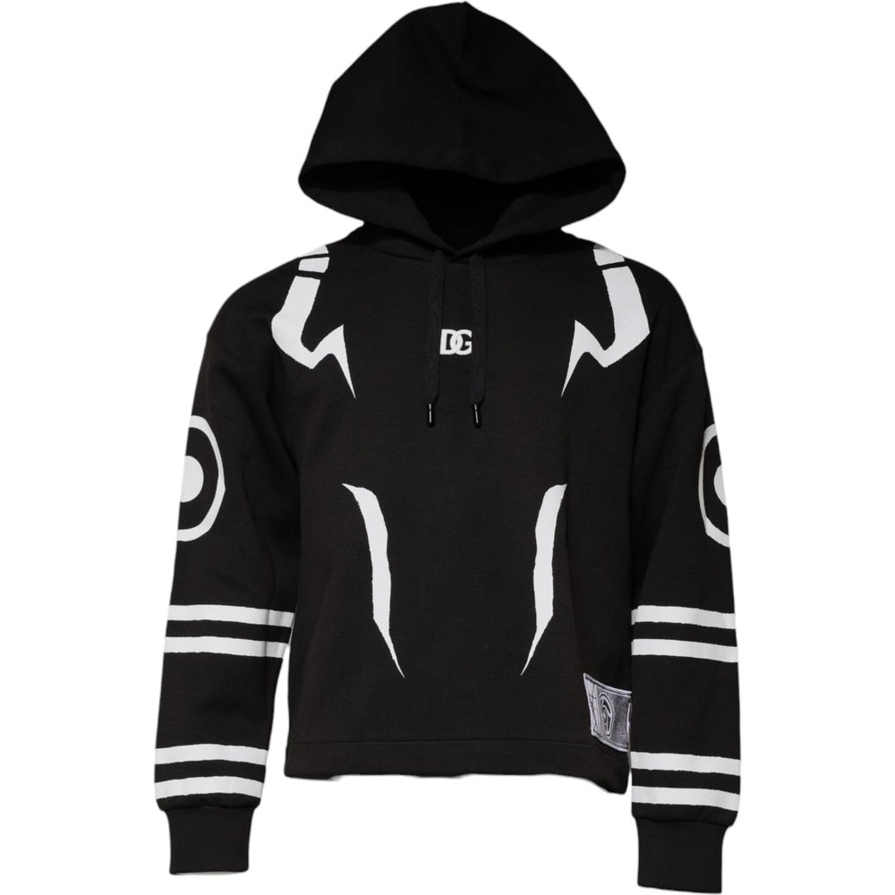 Dolce & Gabbana Black White Logo Hooded Sweatshirt Sweater TSH878546-44