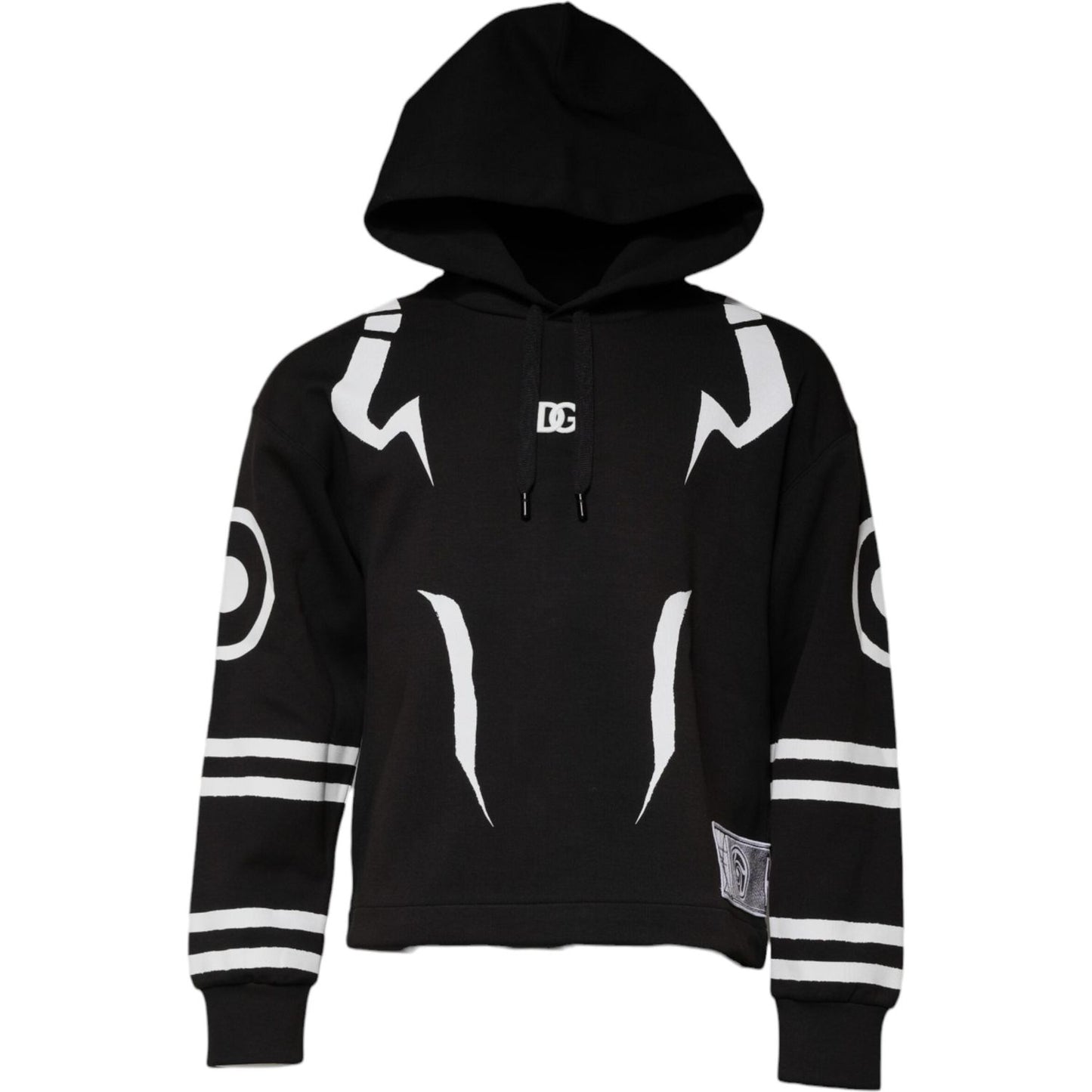 Dolce & Gabbana Black White Logo Hooded Sweatshirt Sweater TSH878546-44