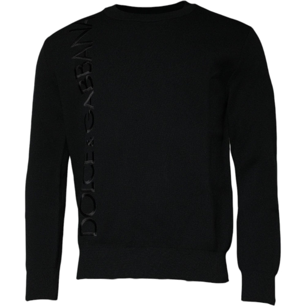 Dolce & Gabbana Black Nylon Logo Crew Neck Pullover Sweater TSH878550-44