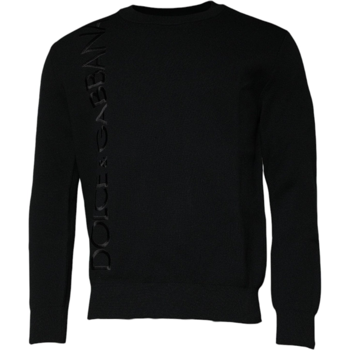 Dolce & Gabbana Black Nylon Logo Crew Neck Pullover Sweater TSH878550-44