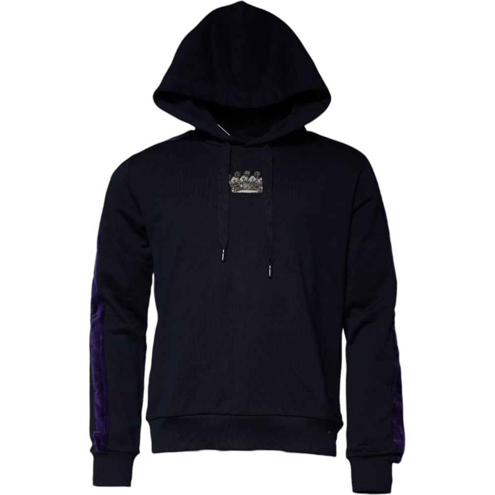 Dolce & Gabbana Blue Crown Cotton Hooded Sweatshirt Sweater TSH878557-52
