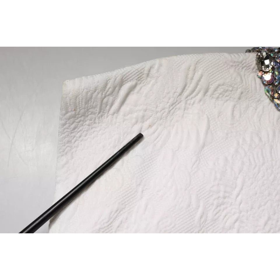 Dolce & Gabbana White Crystal Embellished Jacquard Brocade Mini Dress DR281326-40
