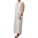 Peserico White Sleeveless Round Neck Shift Long Maxi Dress 1728,67345645728,Clothing,Dresses - Women - Clothing,IT46|XL,Material: 100% Polyester,New with tags,Peserico,White,Women,Women - Clothing DR281347-46