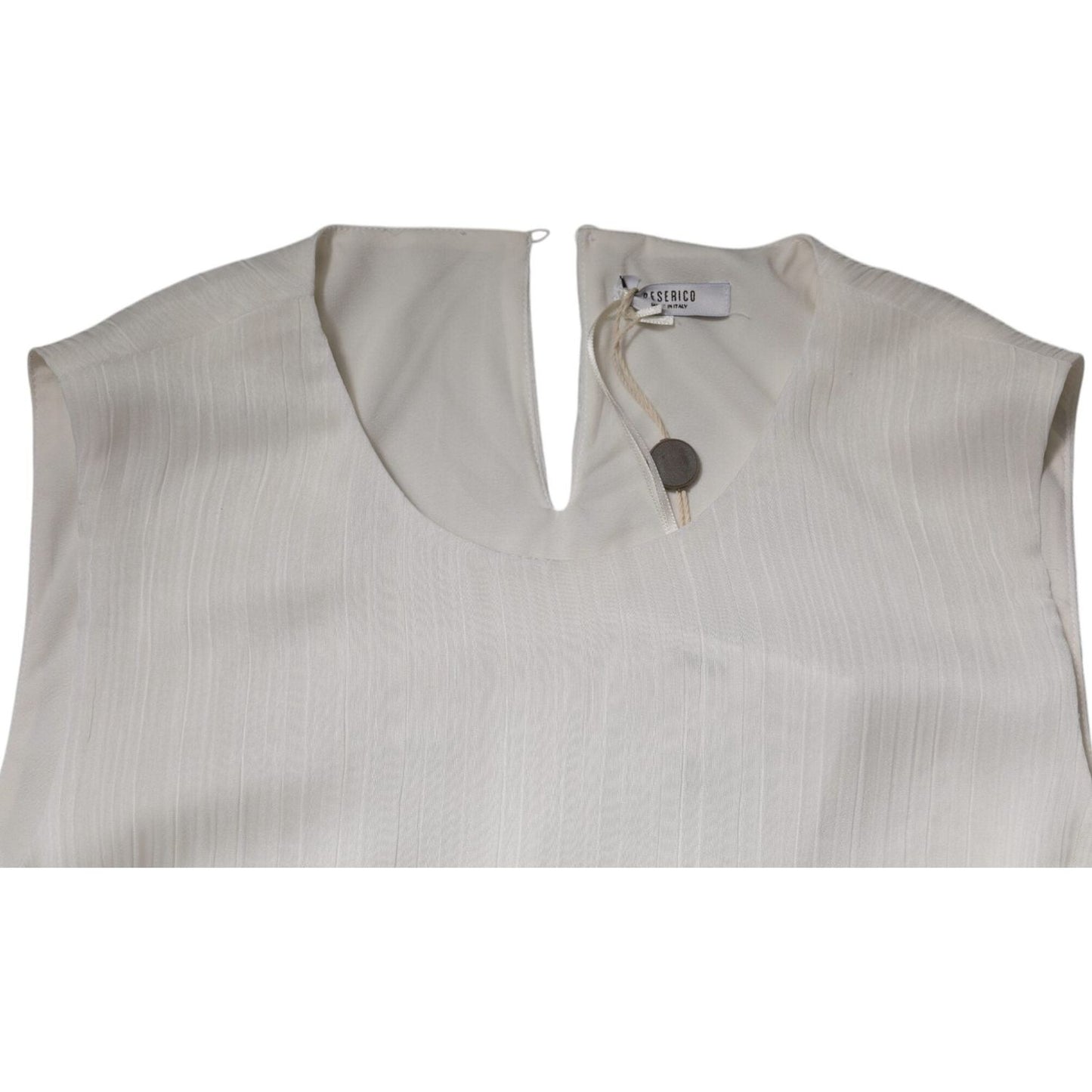 Peserico White Sleeveless Round Neck Shift Long Maxi Dress 1728,67345645728,Clothing,Dresses - Women - Clothing,IT46|XL,Material: 100% Polyester,New with tags,Peserico,White,Women,Women - Clothing DR281347-46
