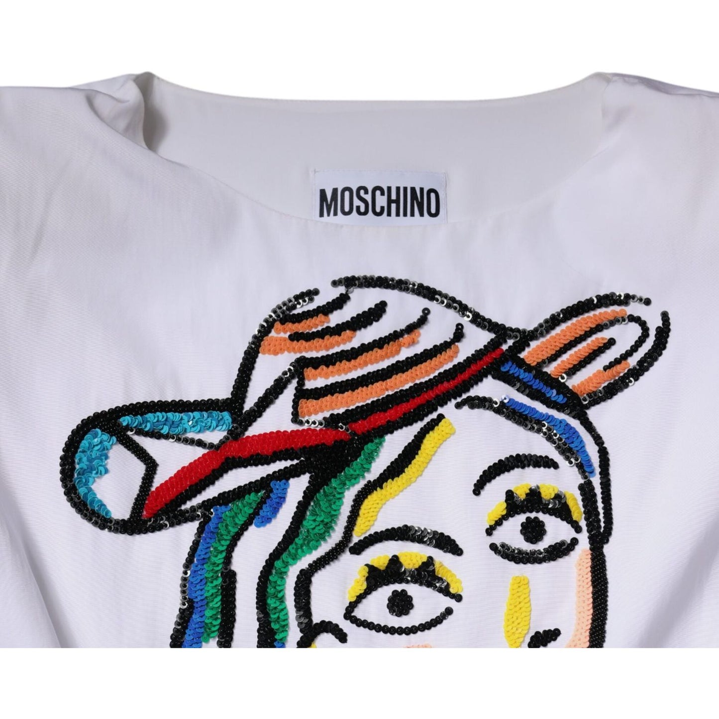 Moschino Couture White Printed Viscose Sheath Mini Dress DR281355-42