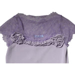 Blumarine Purple Short Sleeves Floral Lace Trim A-line Midi Dress DR281361-40