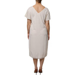 Peserico Off White Short Sleeves V-neck Shift Midi Dress 1728,67345645728,Clothing,Dresses - Women - Clothing,IT40|S,New with tags,Off White,Peserico,Women,Women - Clothing DR281368-40