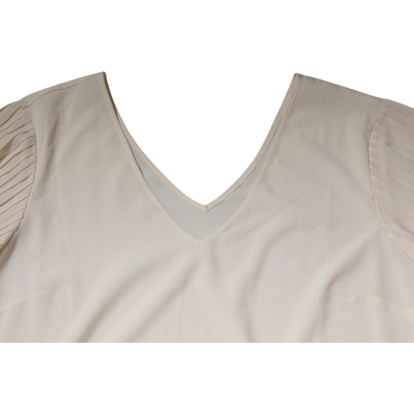 Peserico Off White Short Sleeves V-neck Shift Midi Dress 1728,67345645728,Clothing,Dresses - Women - Clothing,IT40|S,New with tags,Off White,Peserico,Women,Women - Clothing DR281368-40