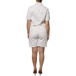 Please White Cotton Short Sleeves Button Down Romper Dress DR281370-40